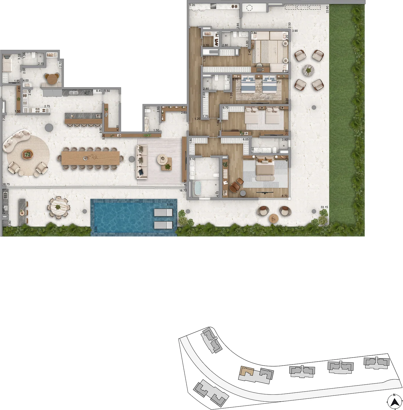 Planta Amalfi e Puglia — Garden, 170 a 194,50 m²