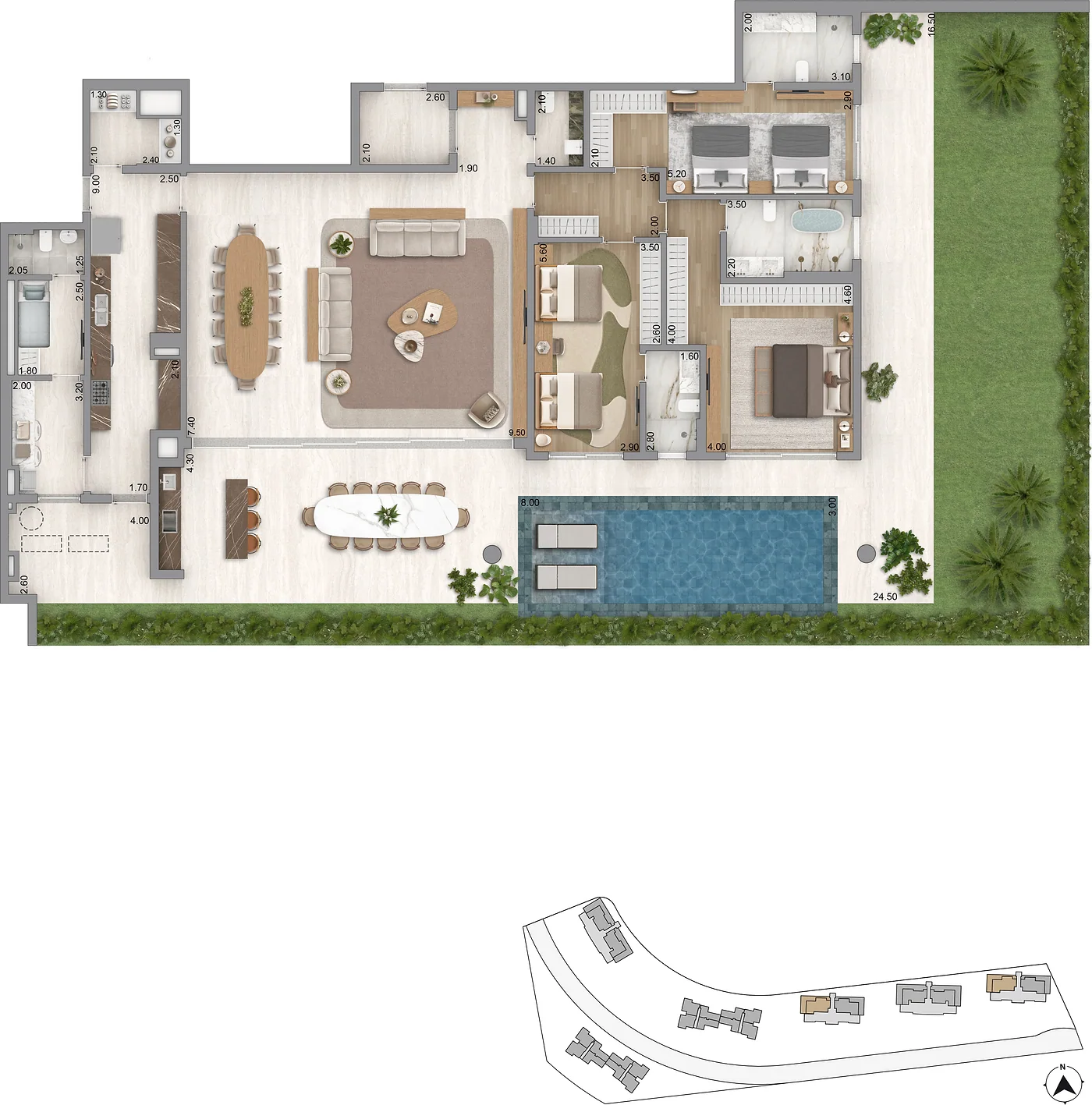 Planta Portofino e Sardegna — Garden, 265,50 m²